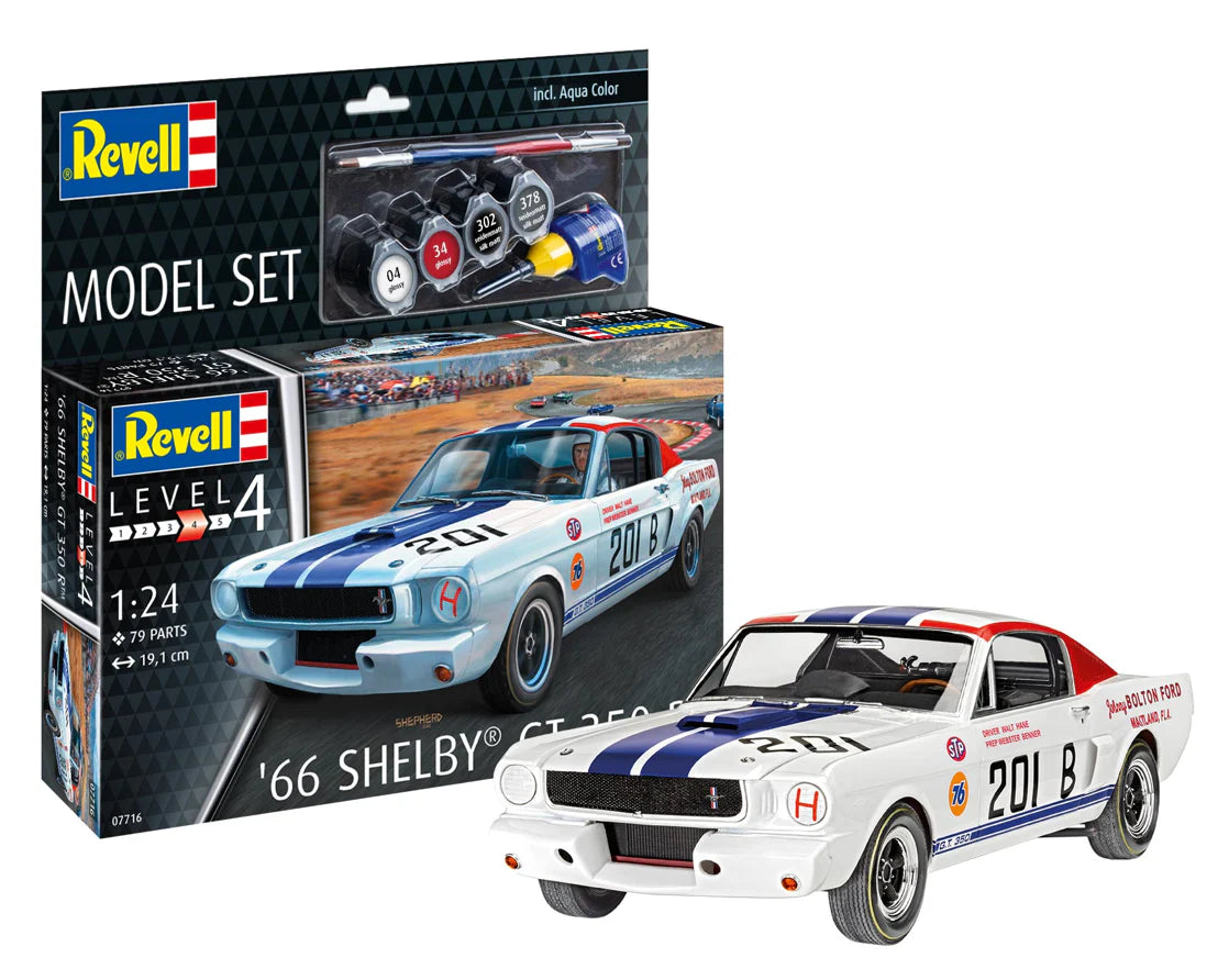 67716 Revell 1/24 - 1965 Shelby GT 350 R Model Kit with Glue and paints