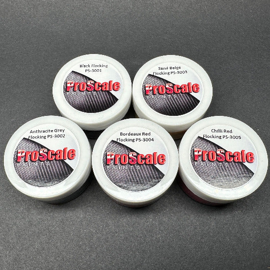 Flocking Set 1 - Black, Anthracite Grey, Sand Beige, Bordeaux Red and Chilli Red (5 x 25ml)