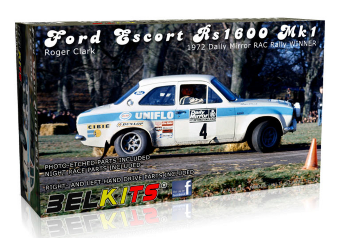 BEL007 - 1/24 Ford Escort RS1600 Mk1 Rally 1972 Roger Clark Model Kit