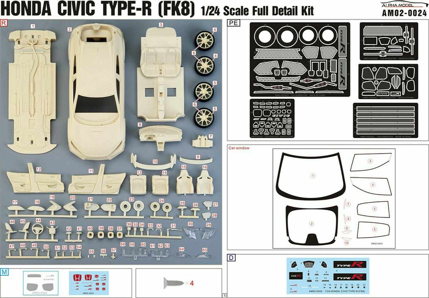 Alpha Model 1/24 - Honda Type-R (FK8) Multimedia Model Kit AM02-0024